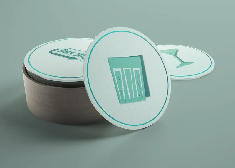 Bus Stop Lounge identity, application 1 of 8